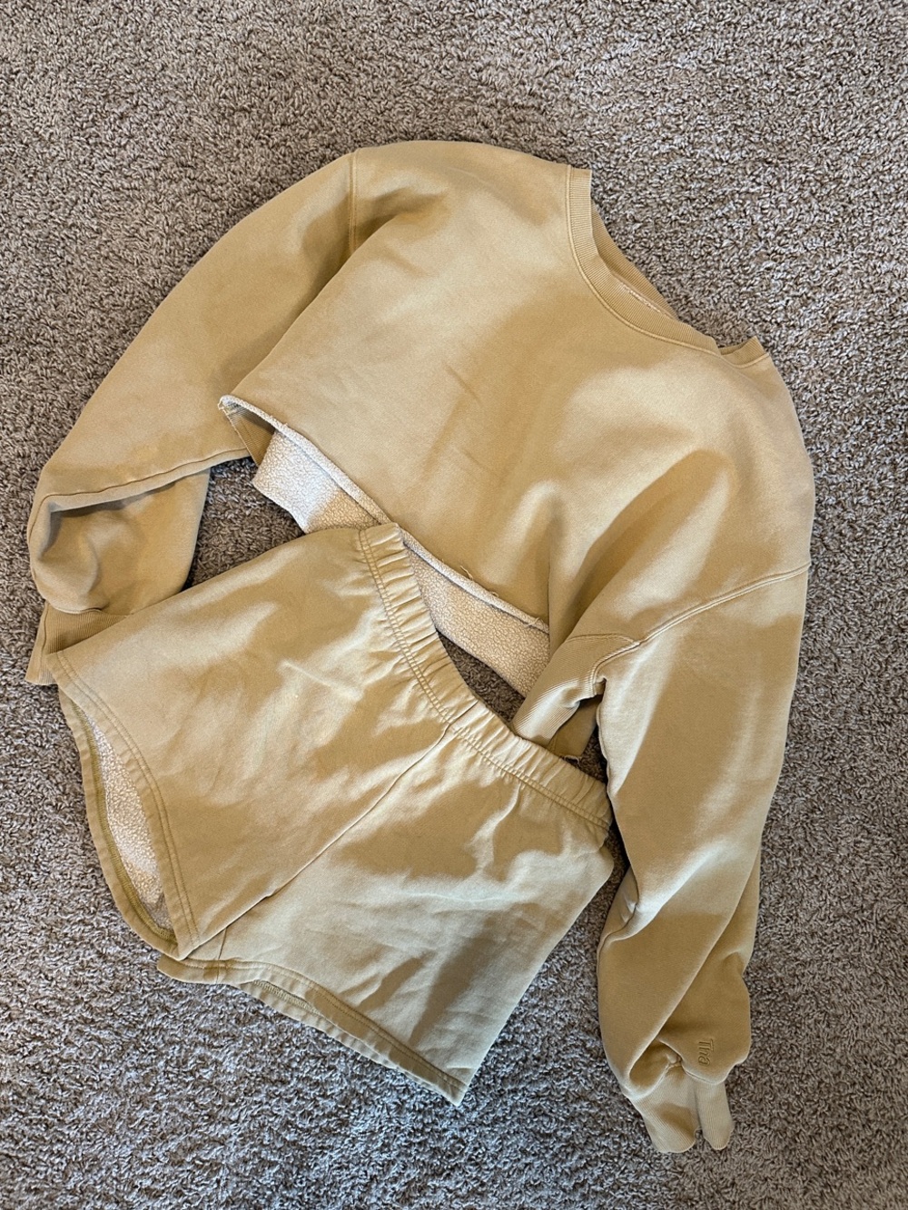 TNA Cropped Sweatshirt and Shorts Set - Wheat GoldTan